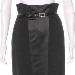 Blumarine Silk & Satin High Waist Elegant Evening Midi Skirt & Belt Womens 6 M